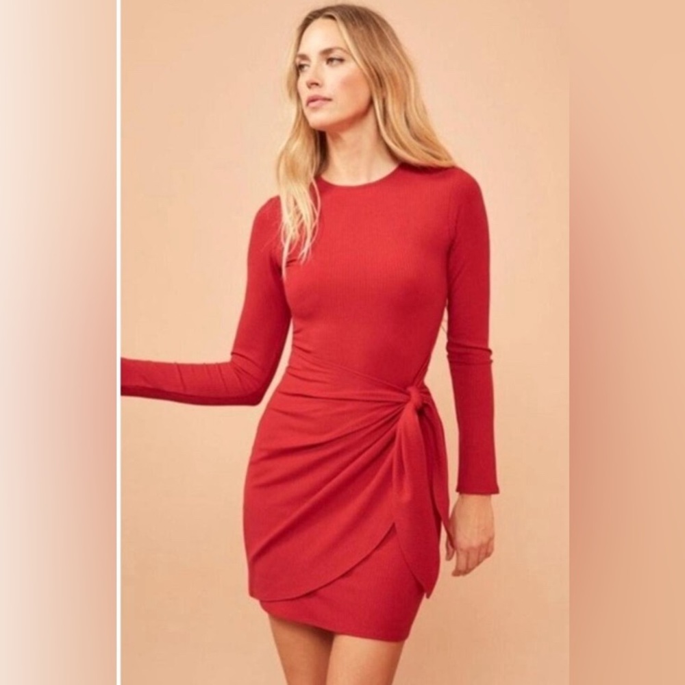 Reformation Callie Faux Wrap Red Dress Sz L Date Night